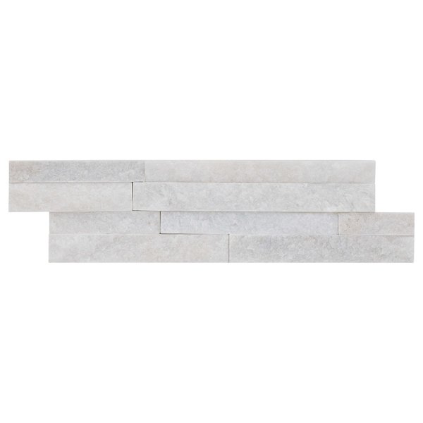 Msi Arctic White Splitface Mini Ledger Panel SAMPLE Natural Marble Wall Tile ZOR-PNL-0122-SAM